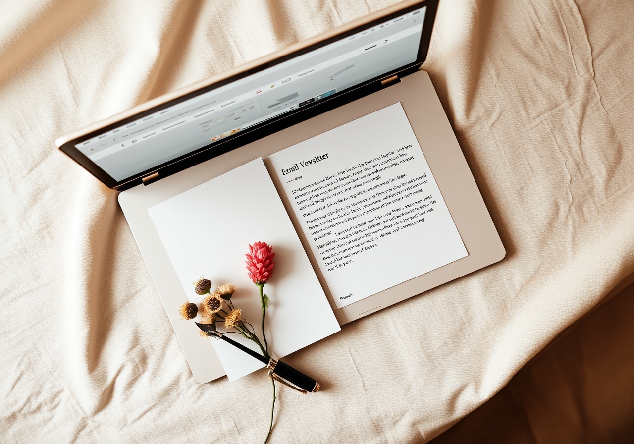 Laptop screen displaying Issue 12 of The Nexamom Letter with editorial layout